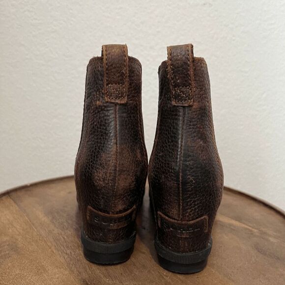Sorel Joan of Arctic Wedge II Pull-On Brown Leather Chelsea Boots Women's 8.5 - Picture 4 of 13
